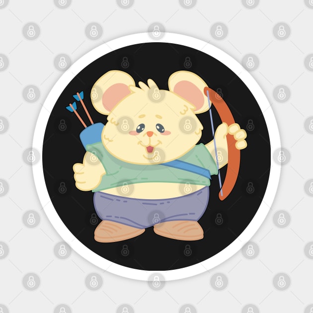 Archery Cute Hamster Rat Player - Kids gift product Magnet by theodoros20